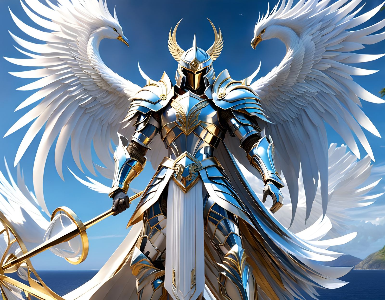 Swan Knight with Hourglass on Greek Island