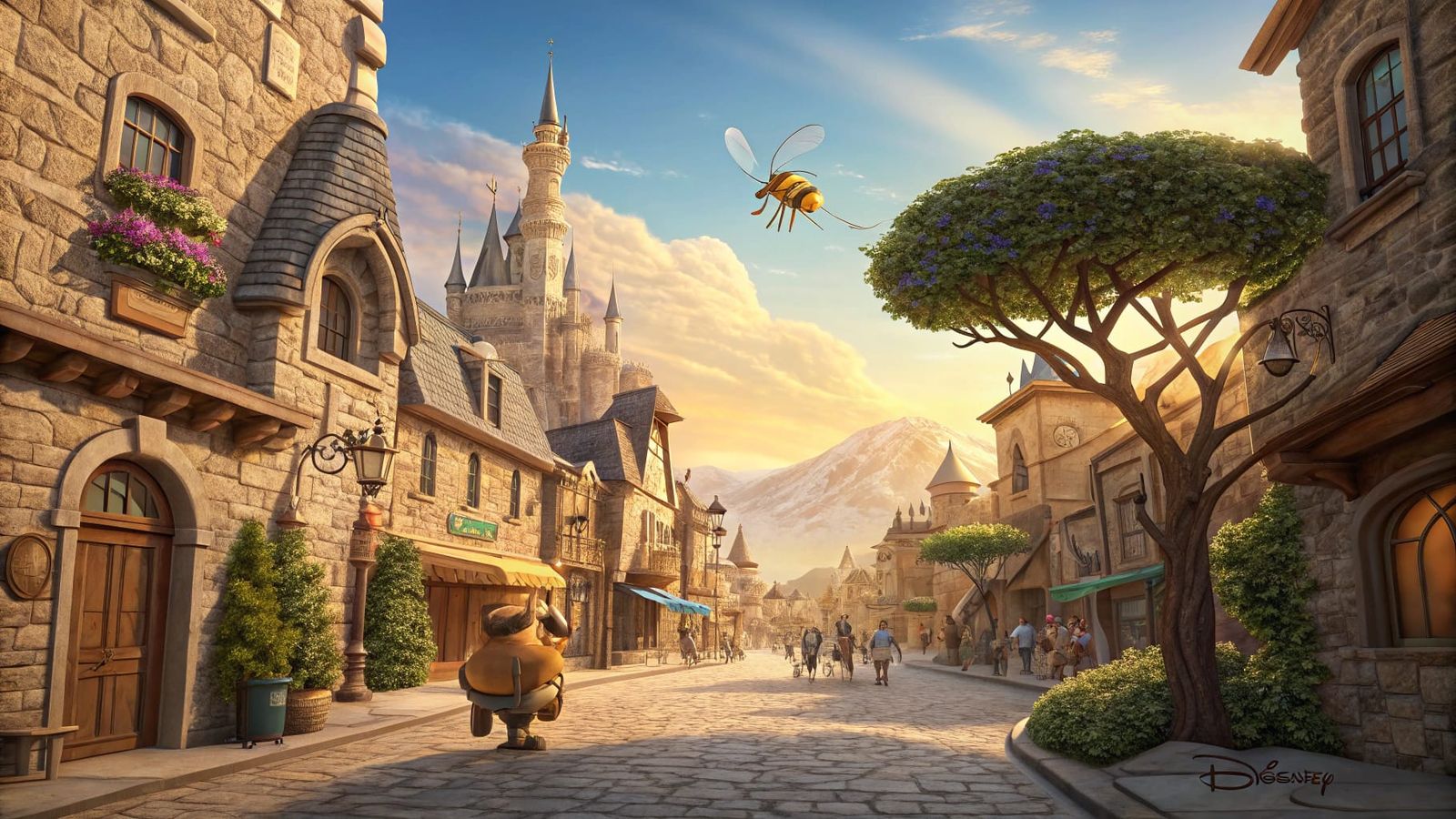 Enchanted Jerusalem Street Scene in Disney Style