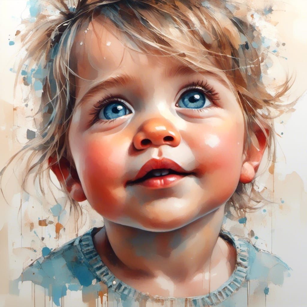 Cute Toddler in Open Impressionism Style