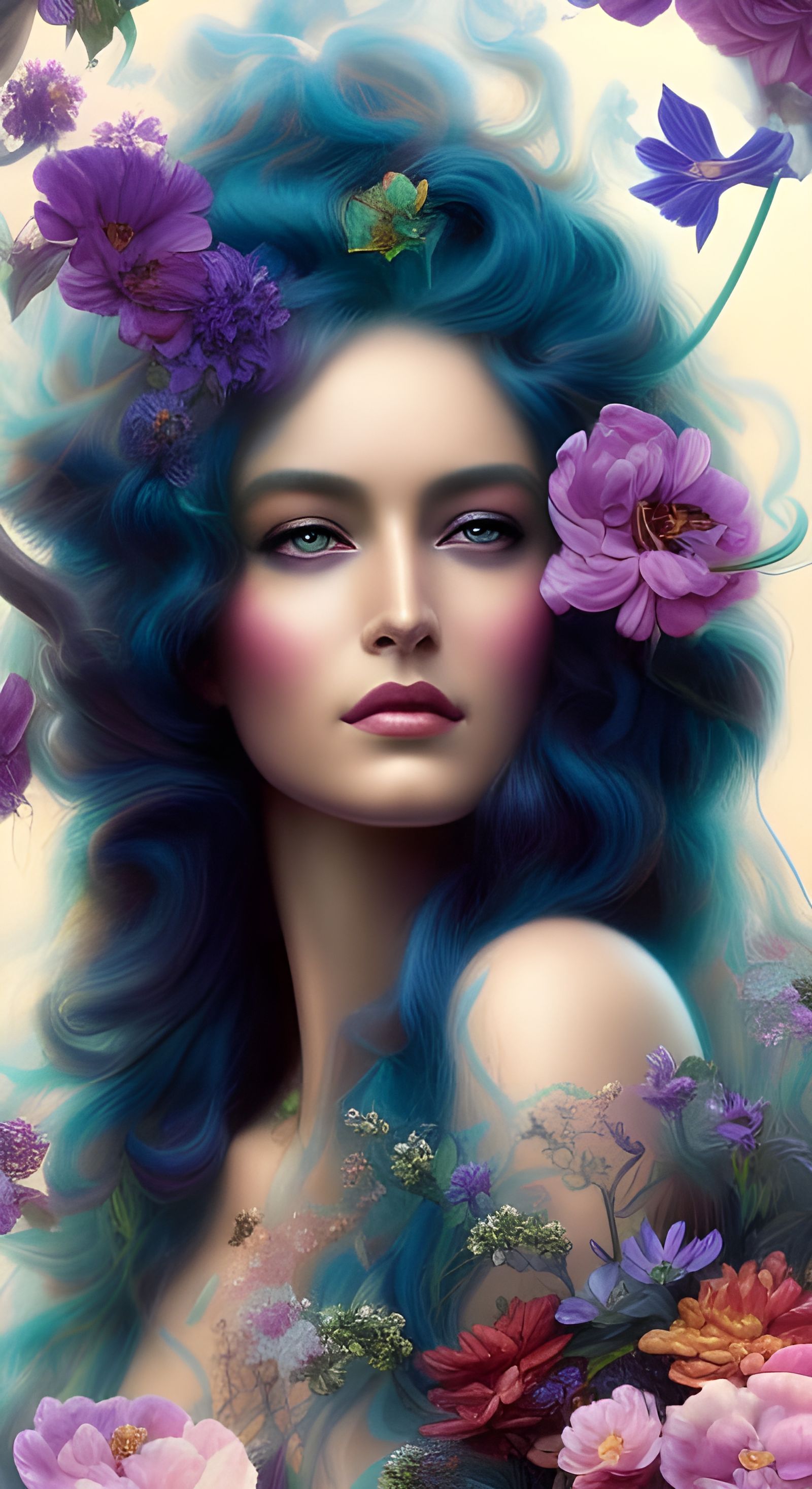 Ethereal Goddess of Galaxy: Hyperrealistic Digital Portrait