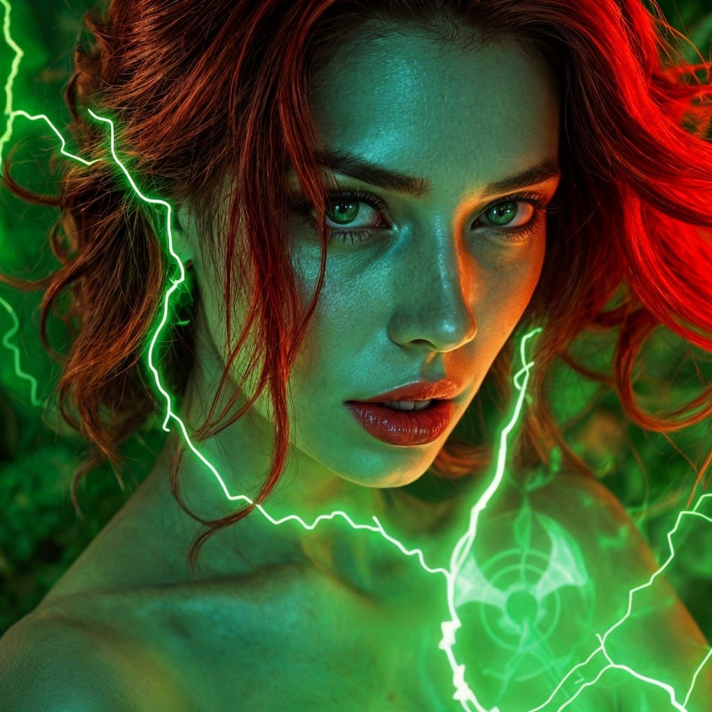 Beautiful Poison Elemental Woman with Biohazard Glow