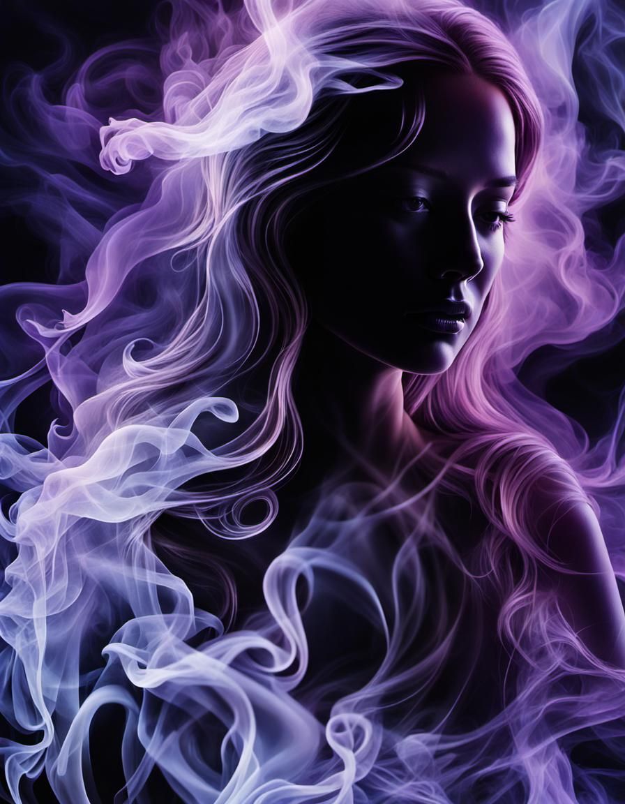 silhouette of a woman made of smoke
