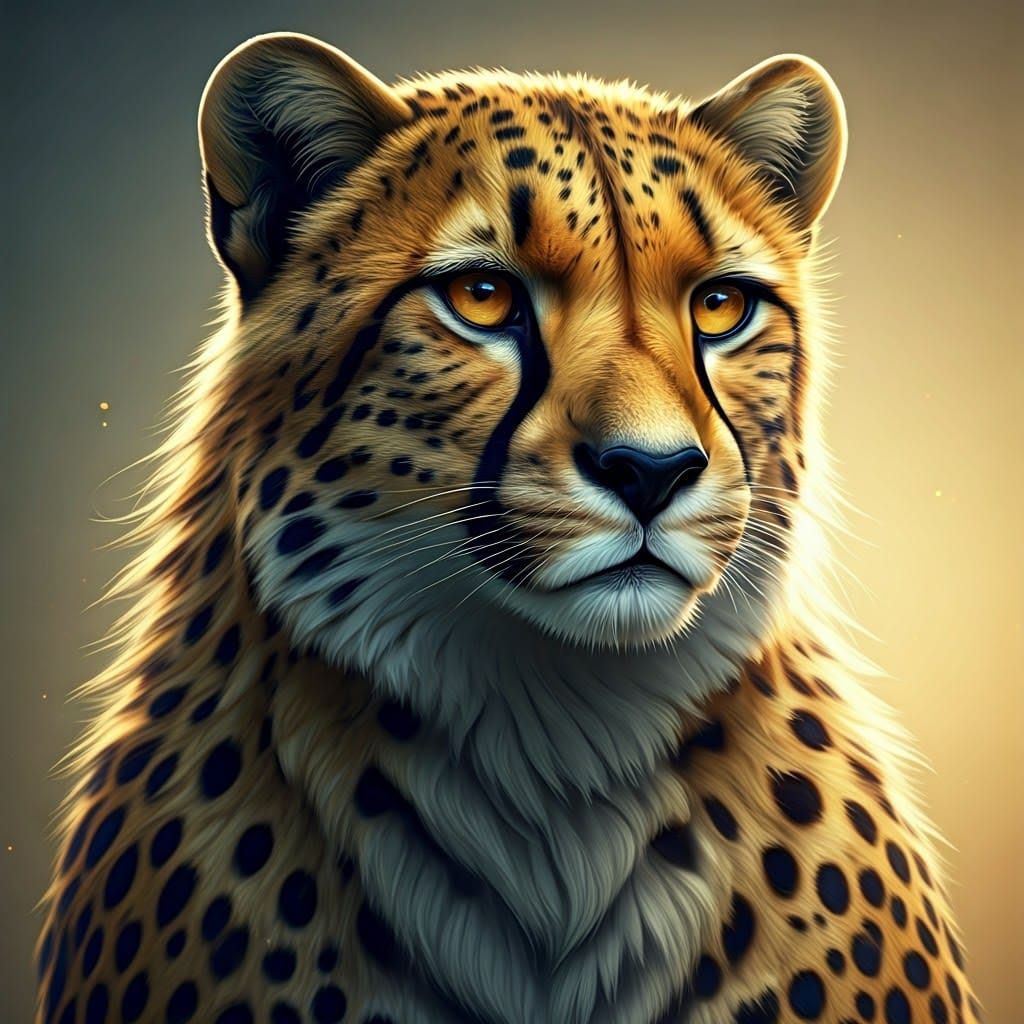 Cheetah Portrait in Art Nouveau Style