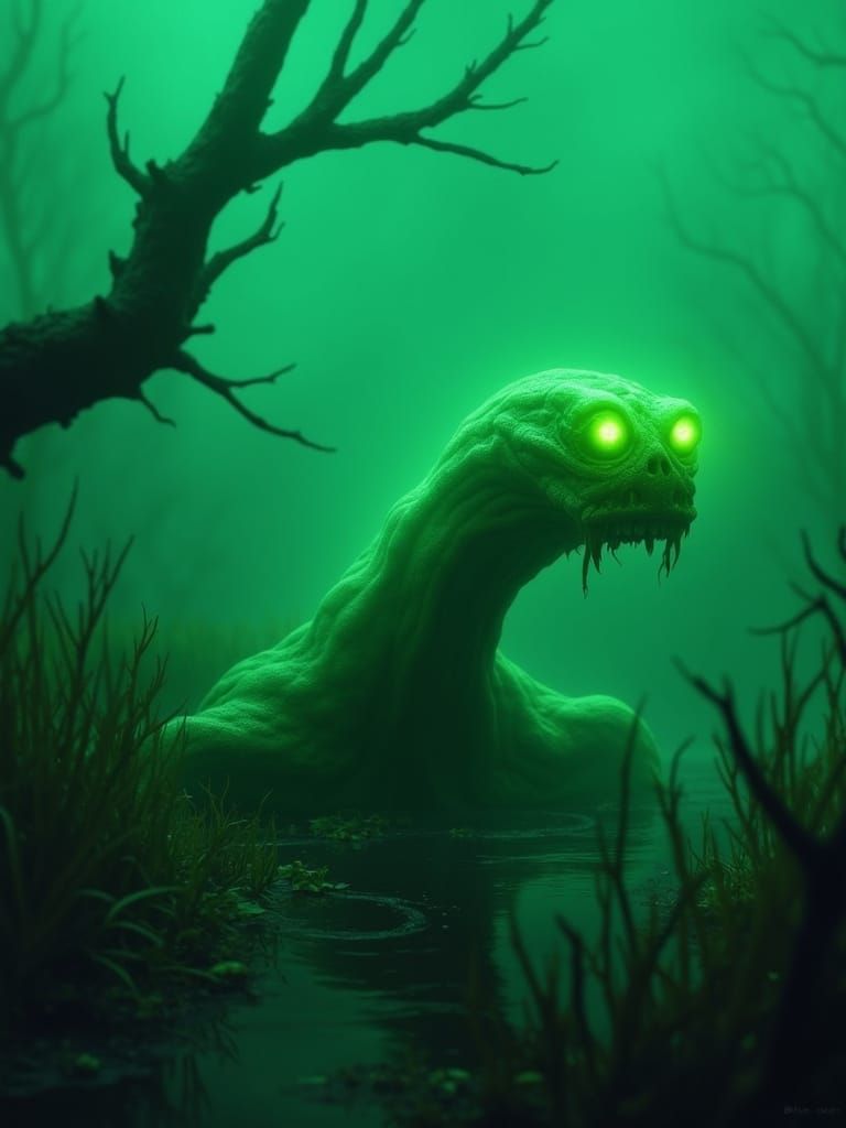 Bioluminescent Swamp Creature in Dark Fantasy Style