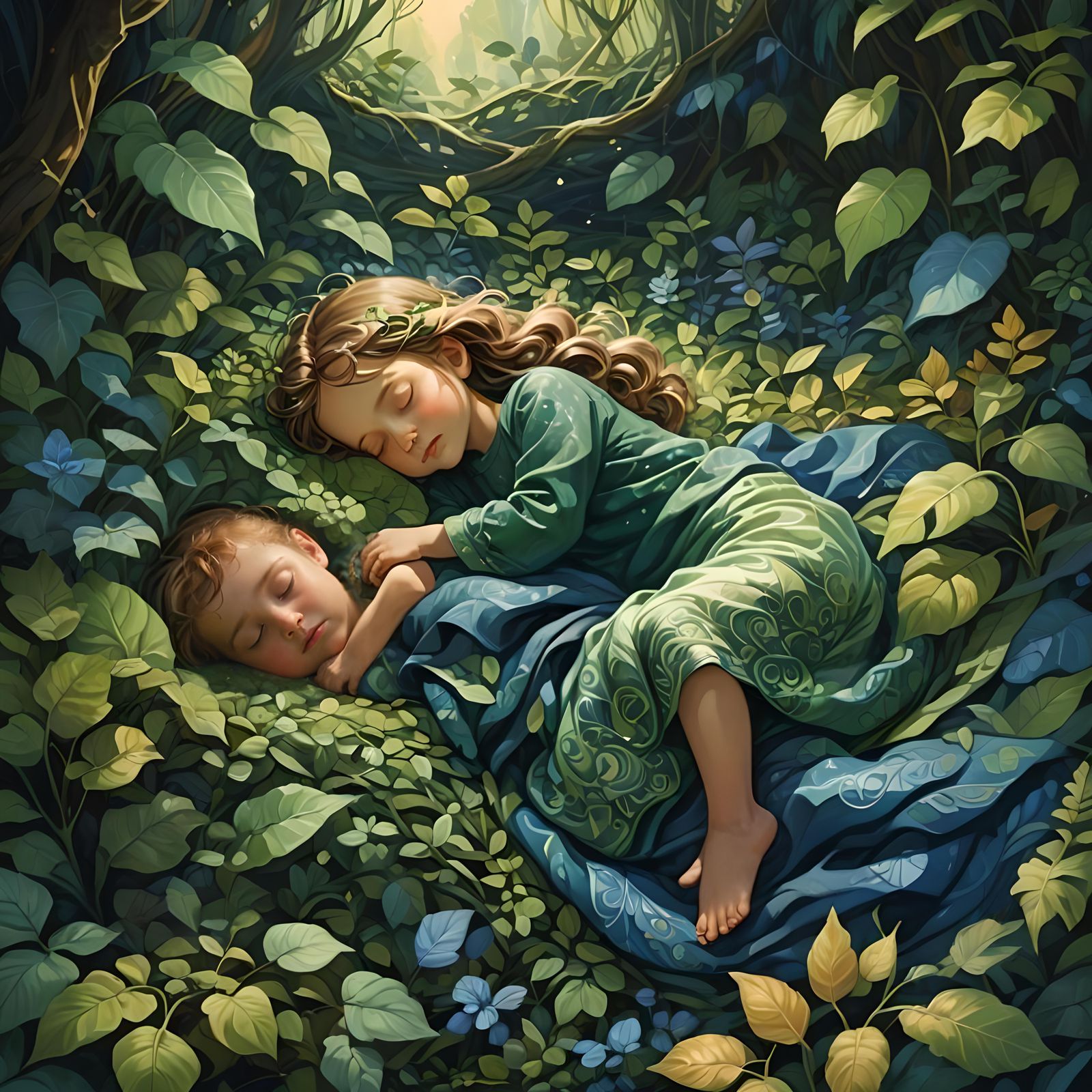 Fantastical Sleeping Child in Detailed Matte Painting