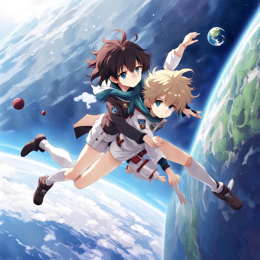 World Without Gravity in Anime Key Visual Style