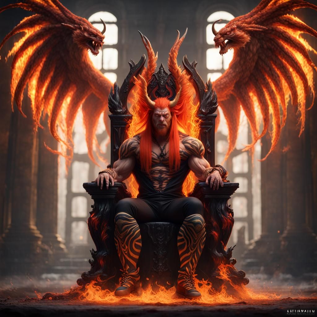 Tiger-Headed Demon on Throne of Flames