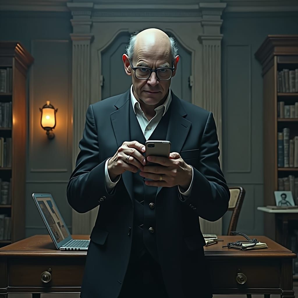 John Malkovich as Renaissance Portrait in Ornate Study