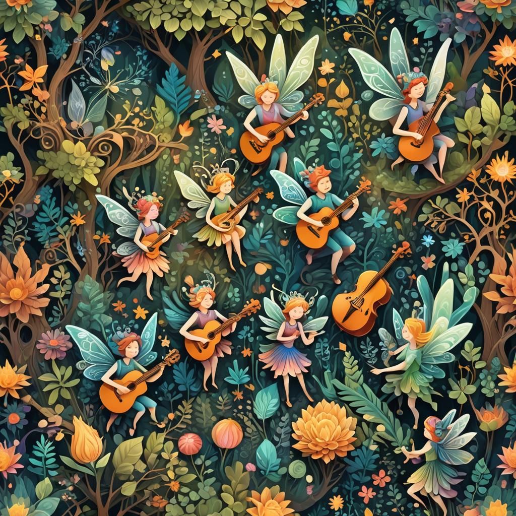Fairies' Symphony Orchestra in Enchanted Forest