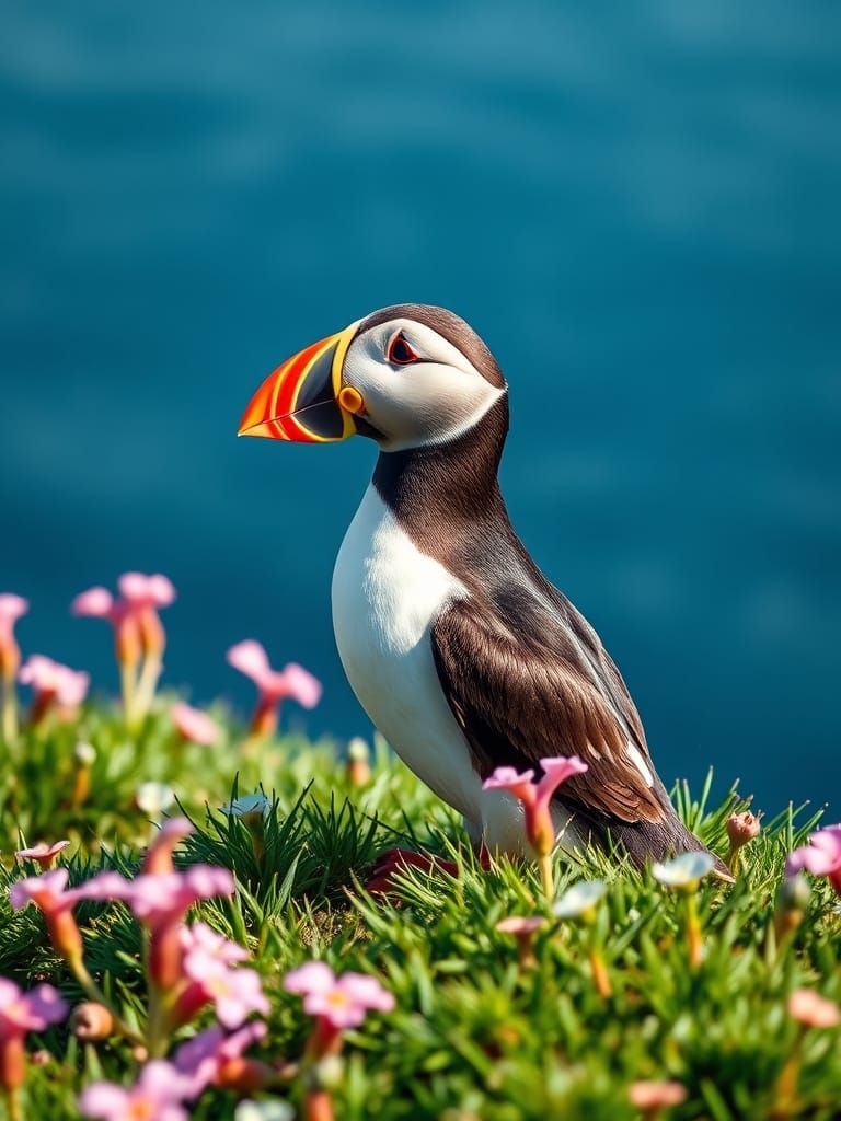 Atlantic Puffin on Cliffside, Wildlife Photography