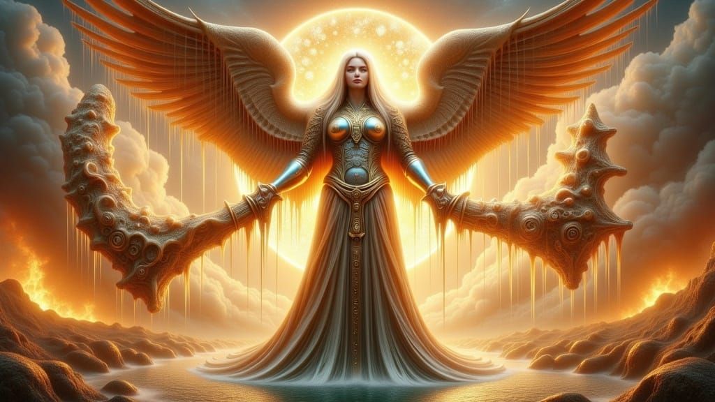 Divine Angelic Guardian Radiates Divine Energy Between Tigri...