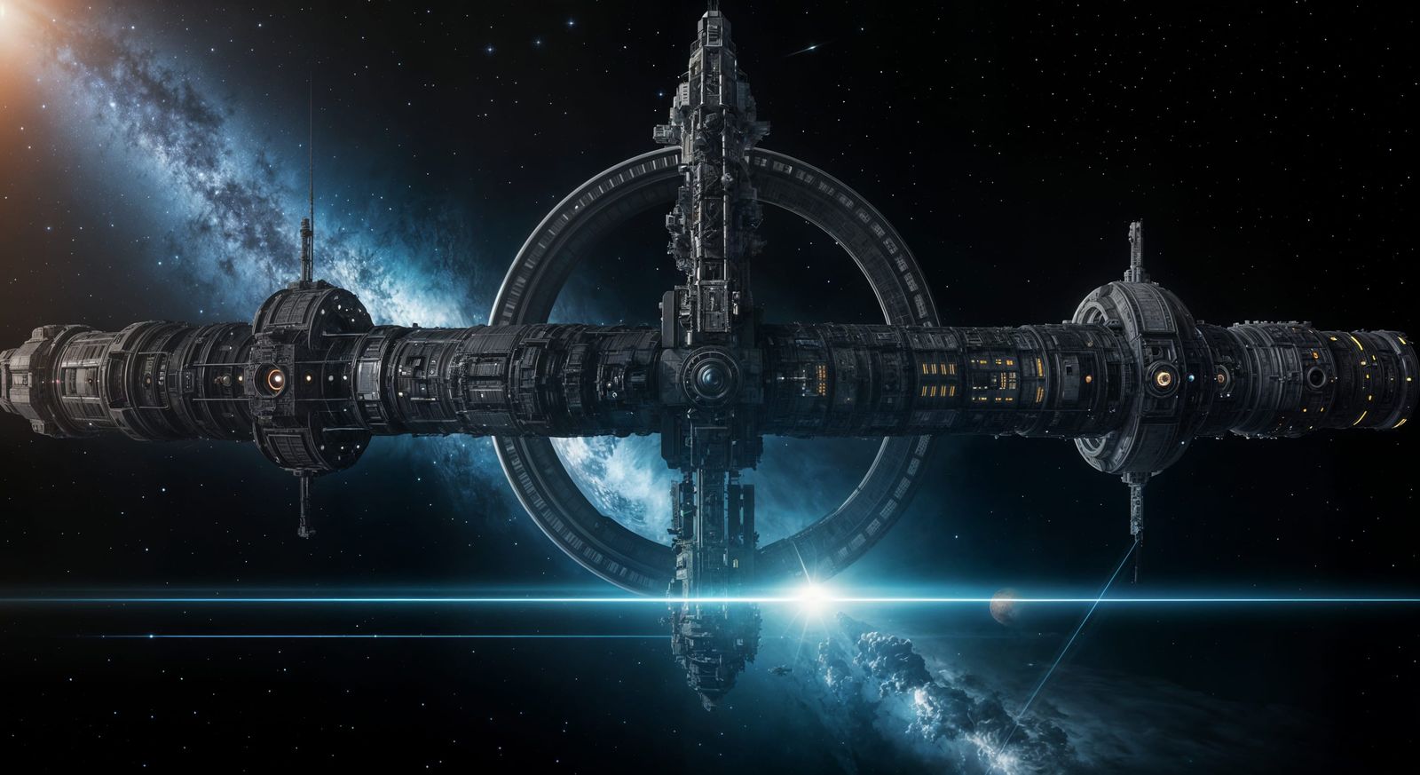 Majestic Space Station Drifts Through Cosmic Vastness