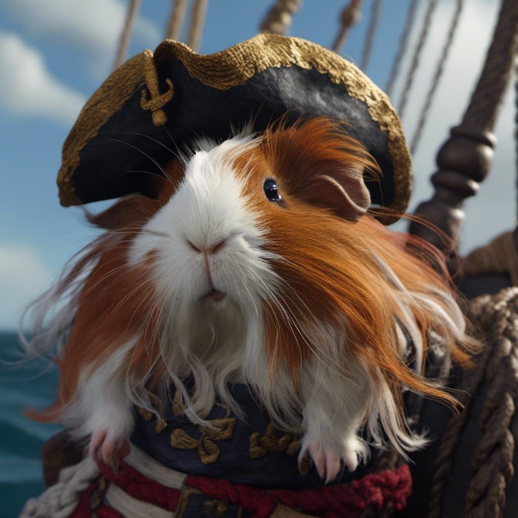 Pirate Guinea Pig Sailing the High Seas