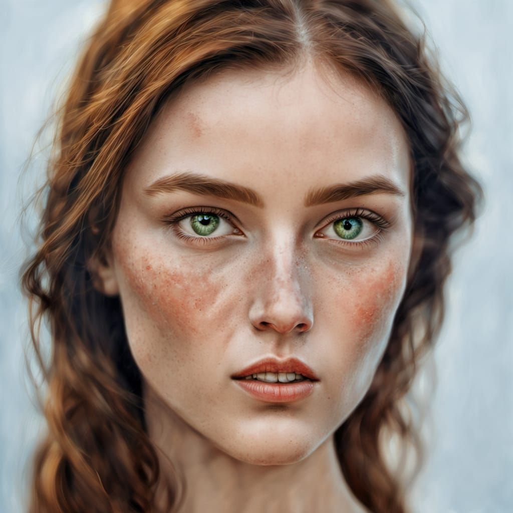 Renaissance-Style Portrait of a Woman with Green Eyes