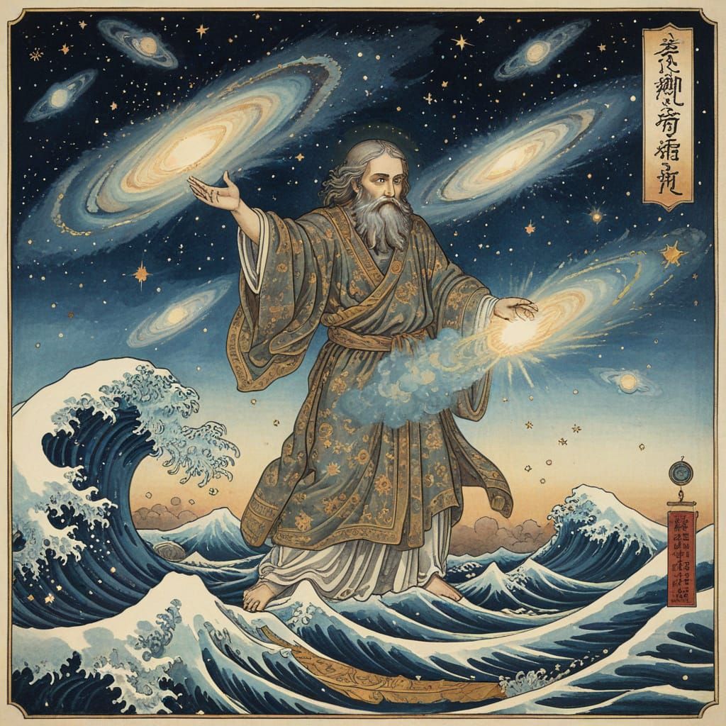 God Creates The Firmament As Seen By Hokusai