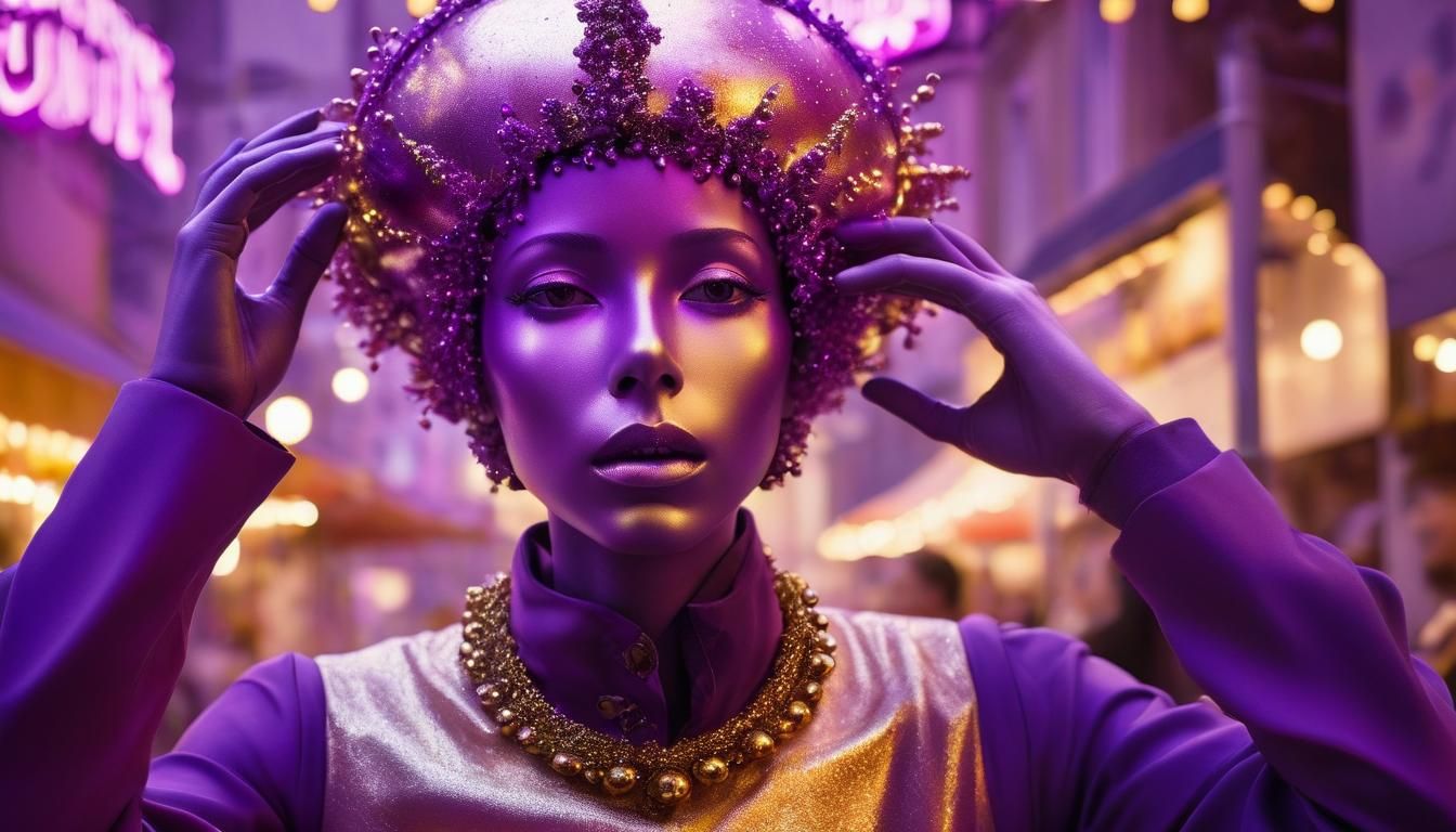 Surreal Street Food with Glowing Lights