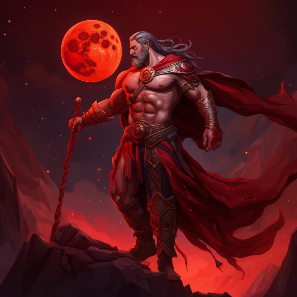 Medieval Mage on Mount Olympus at Dawn