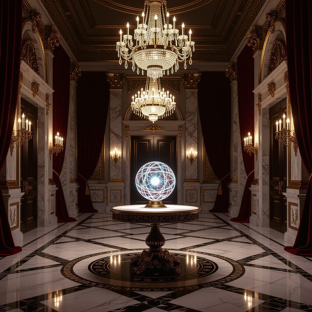 Renaissance Hall with Interdimensional Object, Digital Matte...