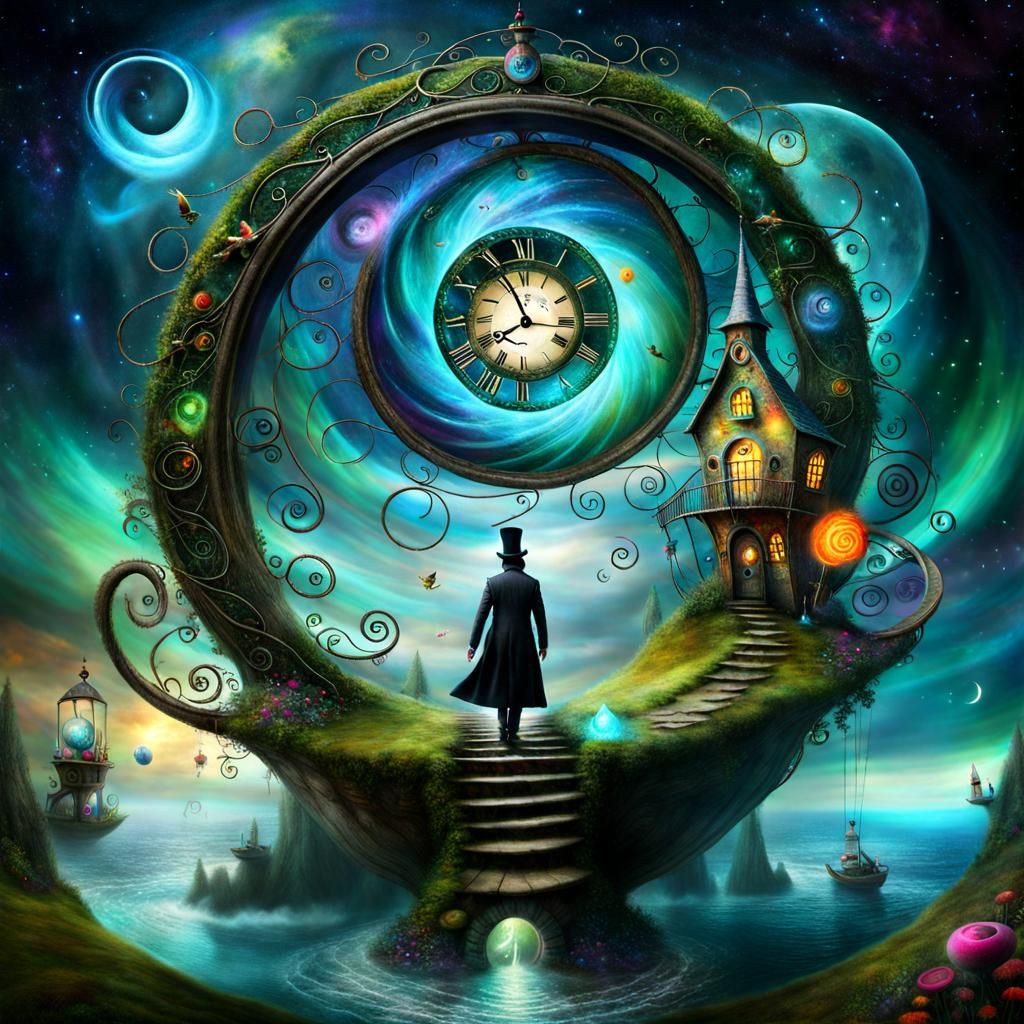 Surreal Time Portal in Whimsical Style