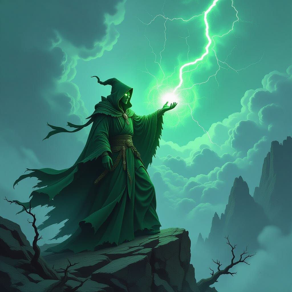 Emerald Lightning Storm Summoned by Green Sorcerer