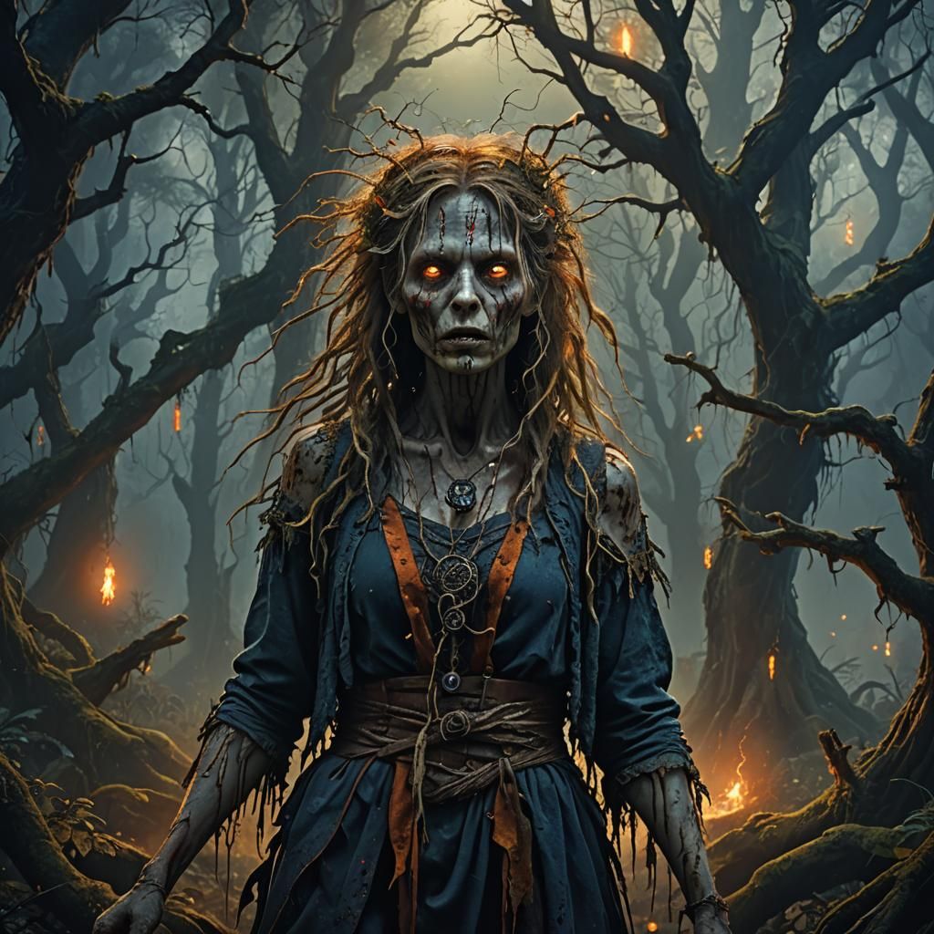 Mystical Forest Zombie in Dark Fantasy Art