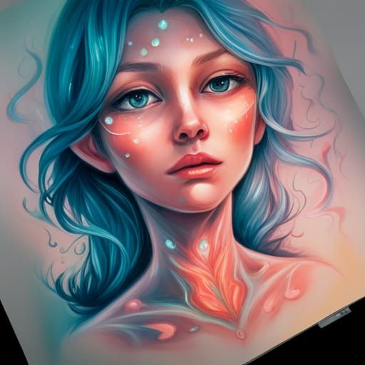 Dreamlike Bubble Woman Portrait with Floral Elements