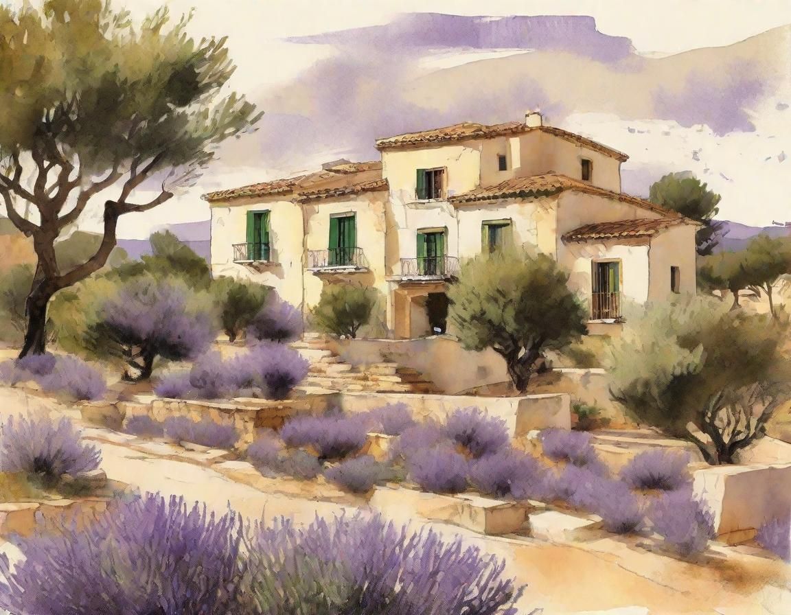 Ibiza Whitewashed Villas in Vintage Travel Poster Style