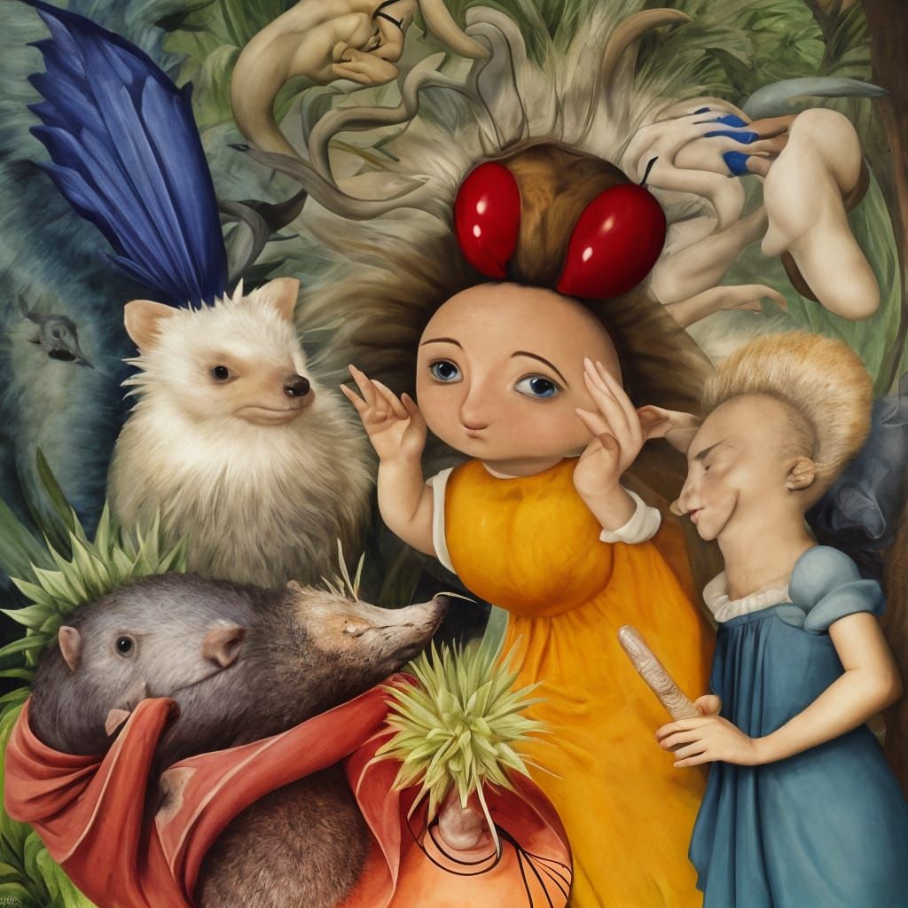 Whimsical Hedgehogs Sing Strange Tunes in Dreamlike Landscap...