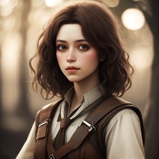 Girl in Sepia: Hyperdetailed Concept Art