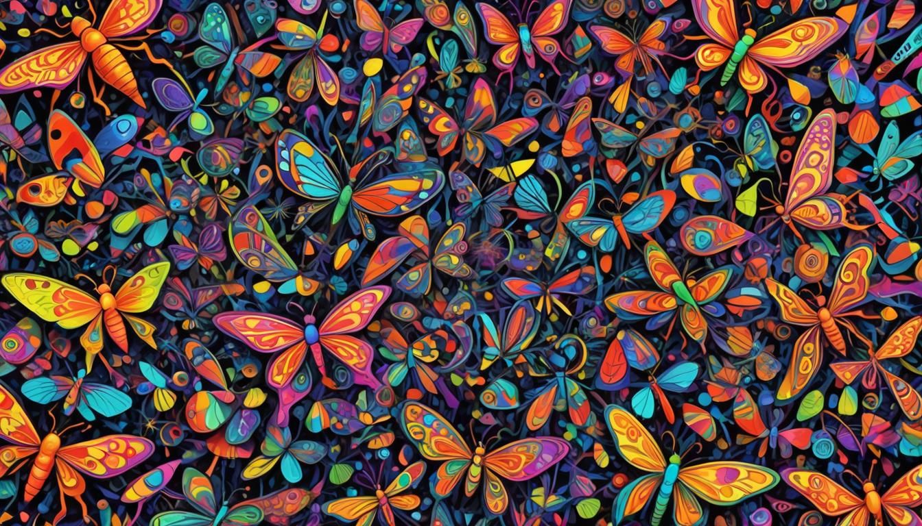 Psychedelic Bugs in Geometric Abstraction: Digital Art