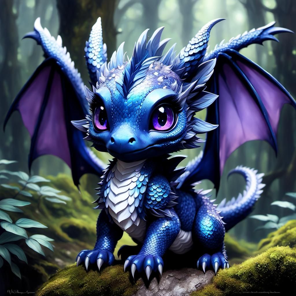 Charming Chibi Dragon in Enchanted Forest