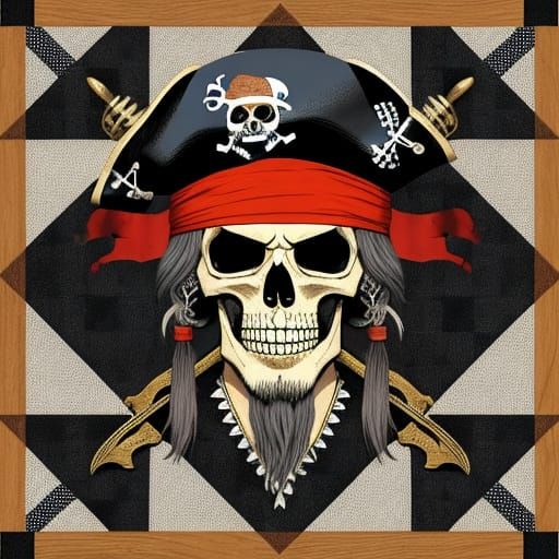 Pirate Argyle Pattern with Skull and Crossbones