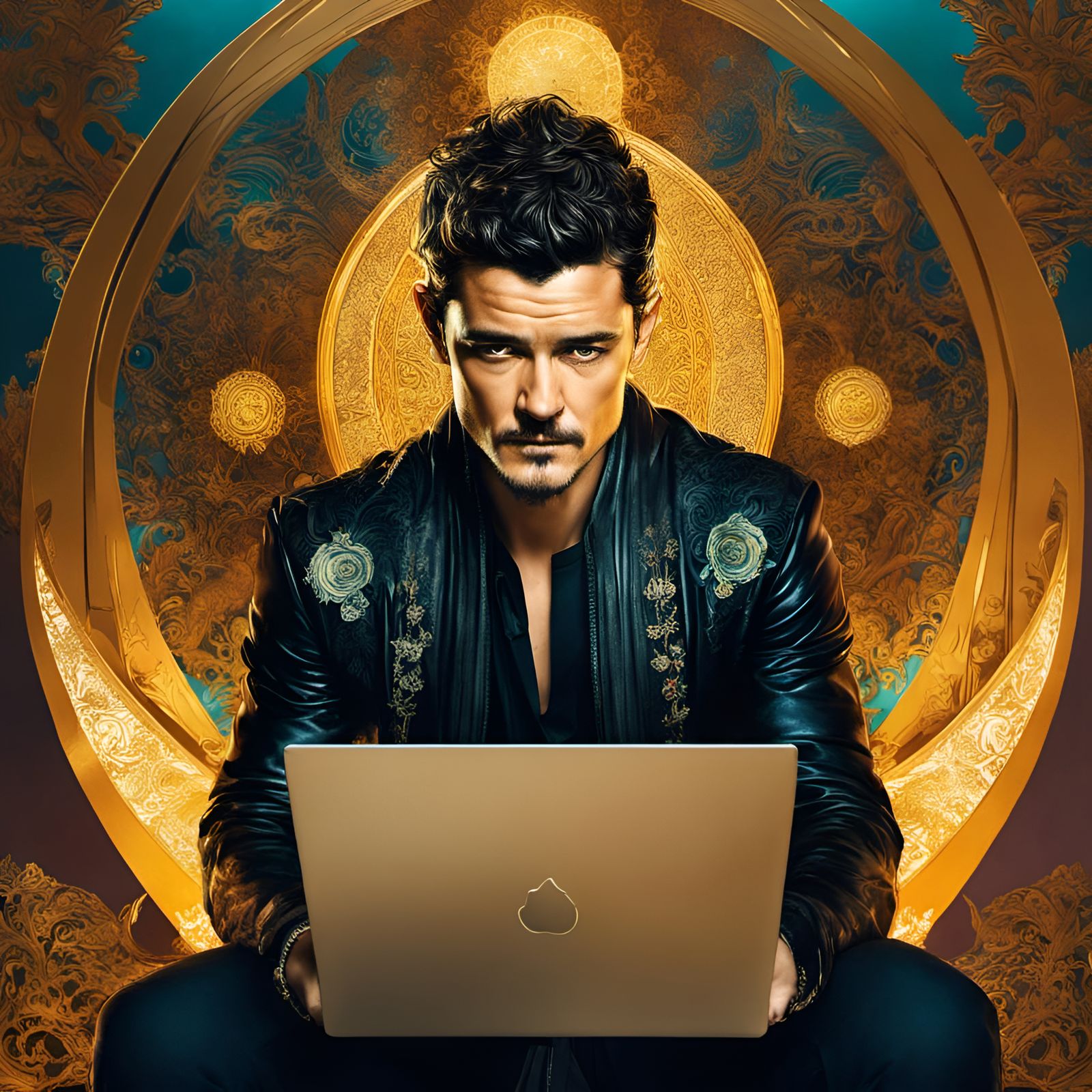 Orlando Bloom Portrait in Digital Art Style