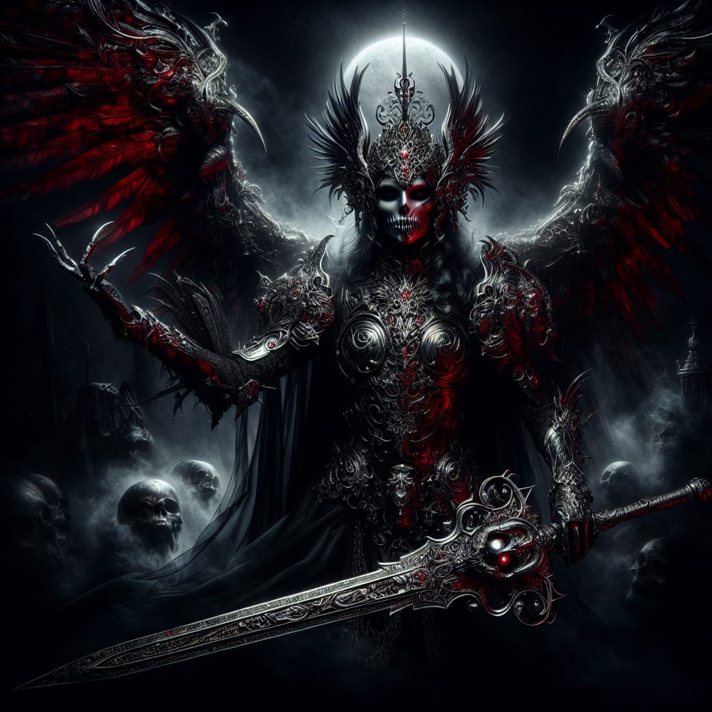 Gothic Seraph Descends in Midnight Sky