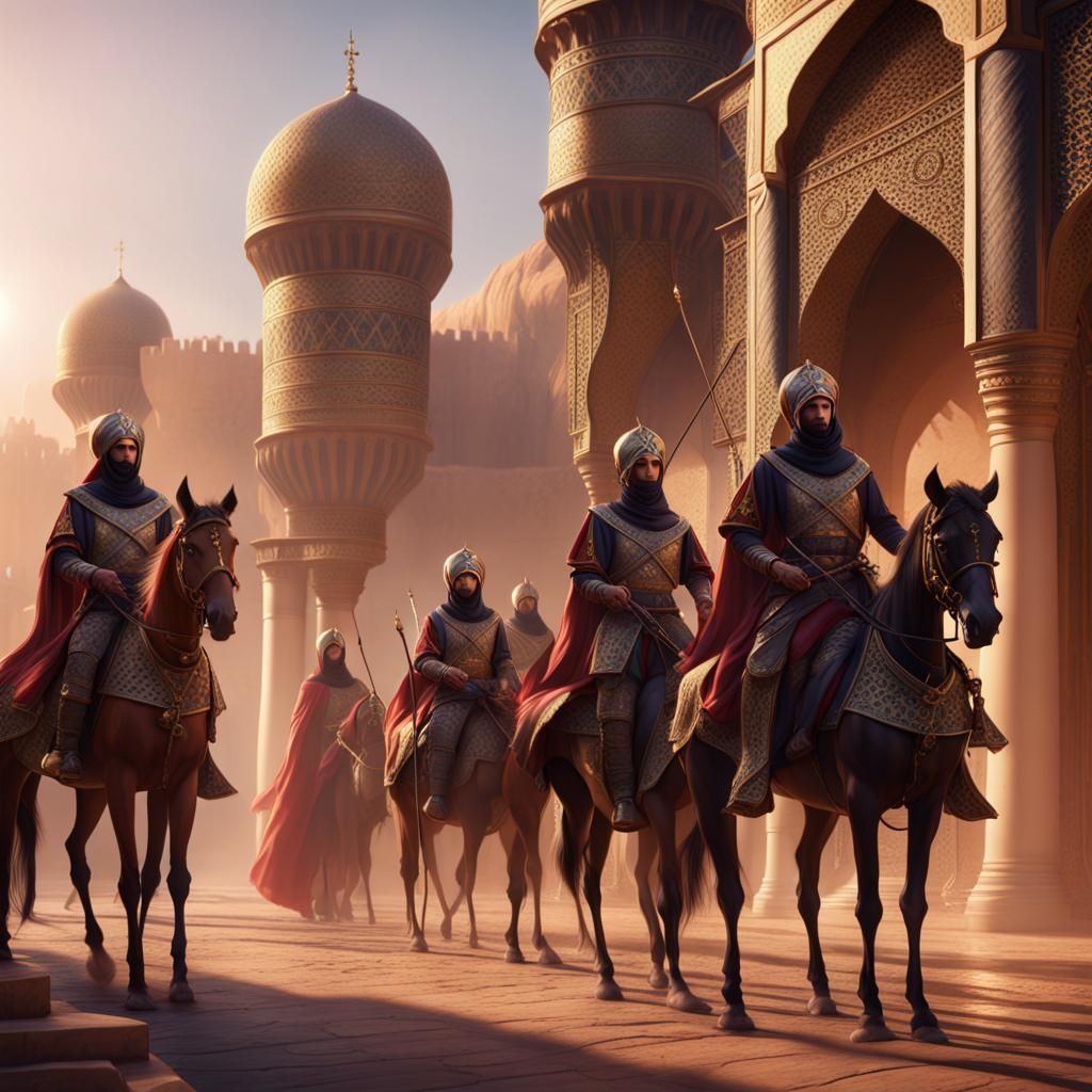 Arabian Princess Royal Guards: Detailed Fantasy Art