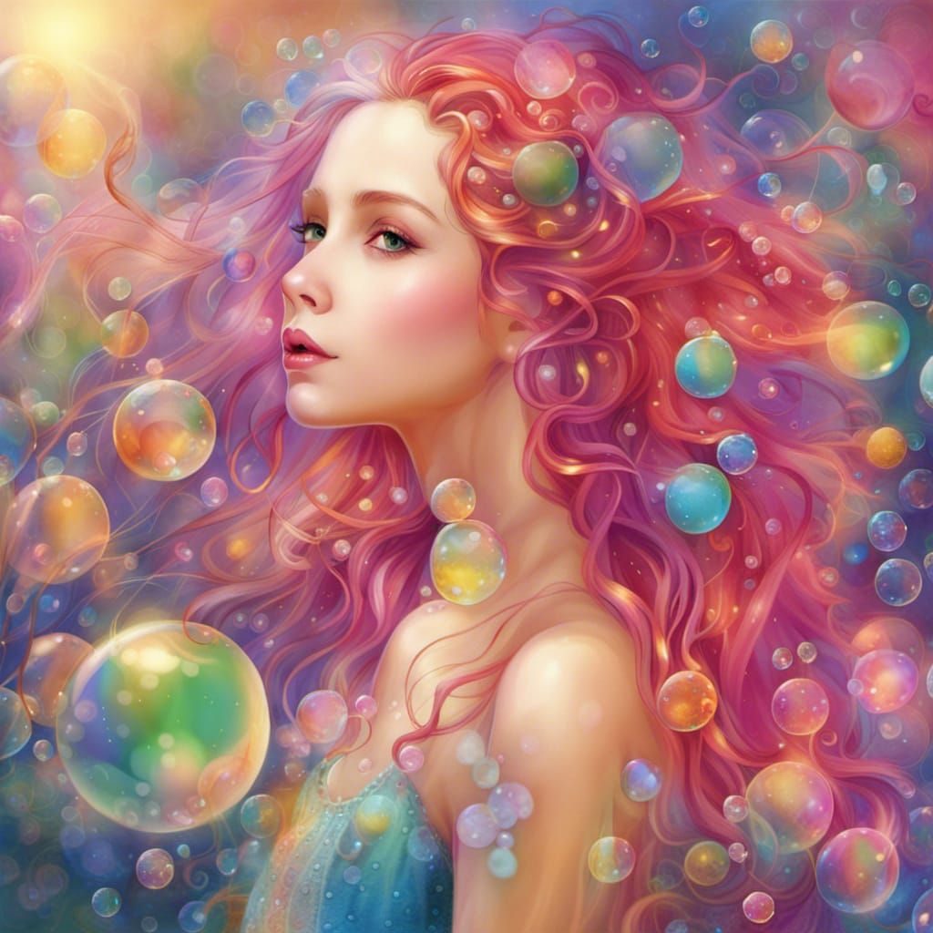 Ethereal Fairy Bubbles in a Bright Fantasy Landscape