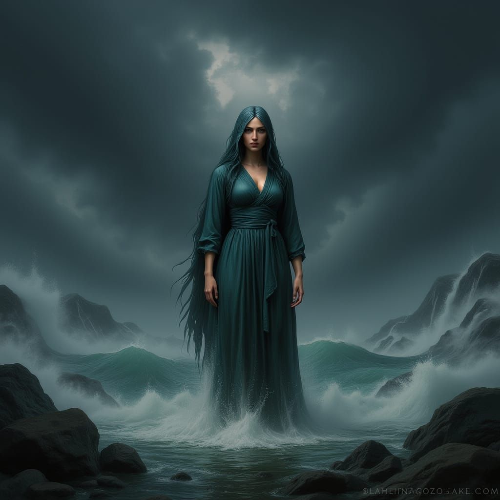 Turbulent Coastal Nymph in Ultra-Realistic Digital Painting