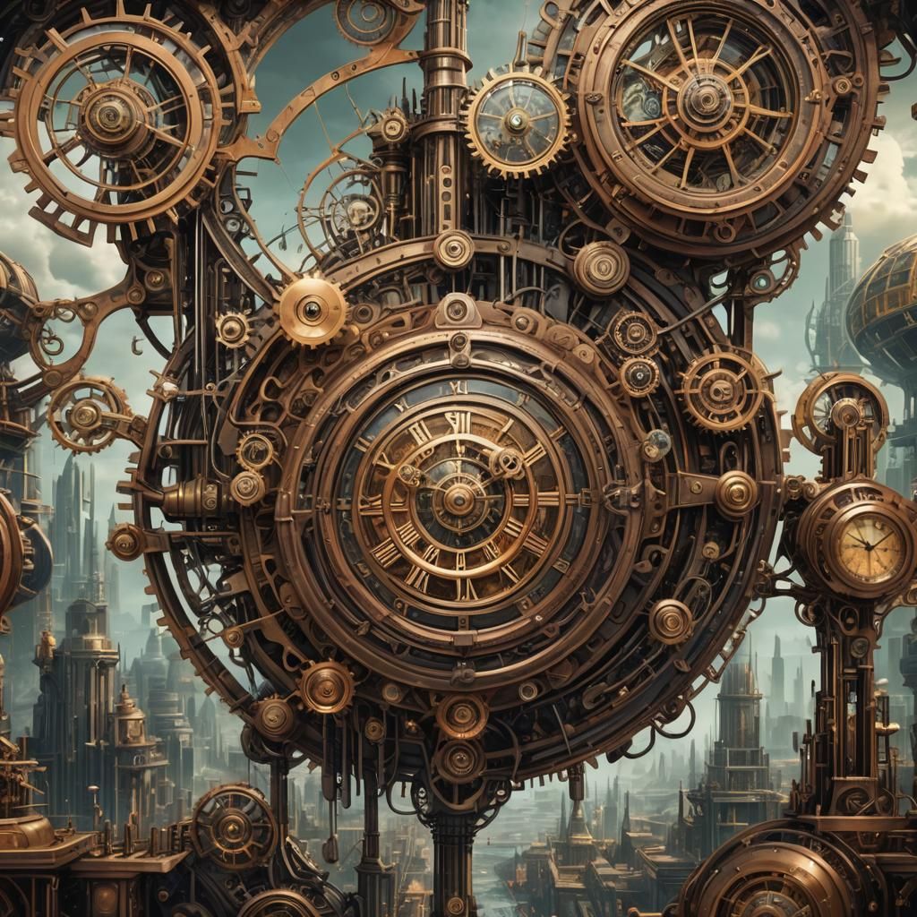 Steampunk Time Travel Portal: Biomorphic Clockwork Fusion