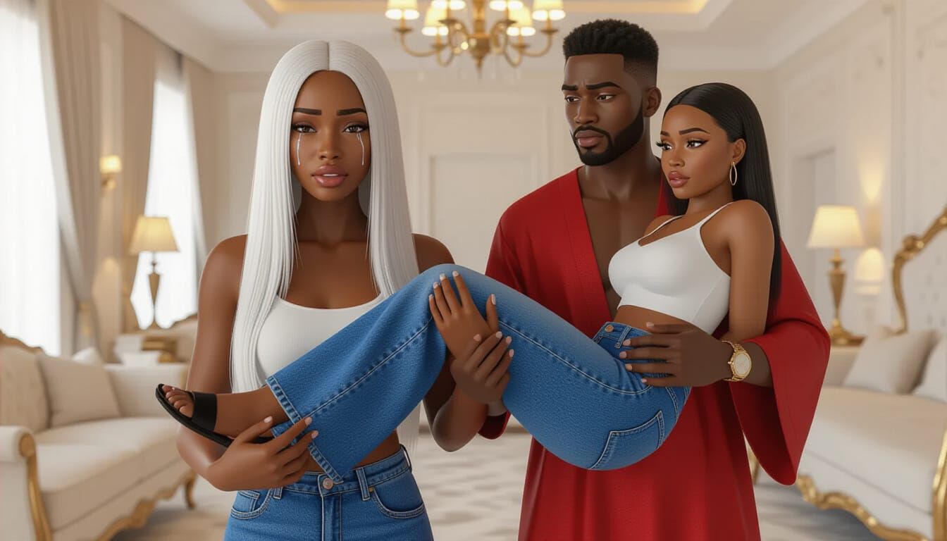 Animated Style Portrait of African Woman in Dramatic Scene