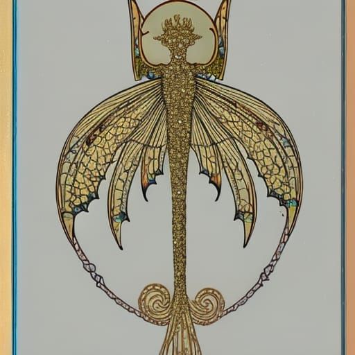 Seahorse with Dragonfly Wings in Glass Tube, Fantasy Art