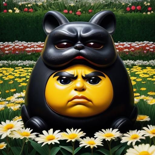 Angry Giant Daisy in a Surreal Garden