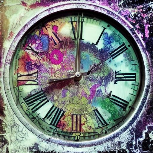 Digital Watercolor Dial with Flowers in Double Exposure