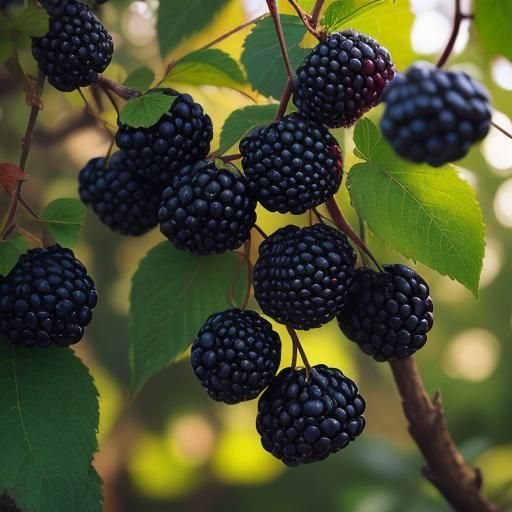 Ripe Blackberries in Sunlight: Macro Photography