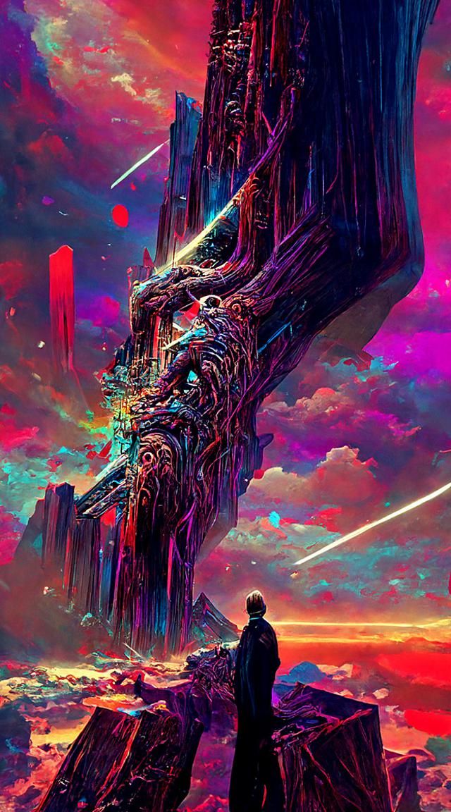 Fractured Timeless Landscape: Digital Art Masterpiece