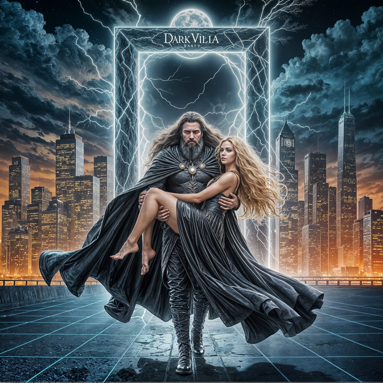 Dark Portal Opens Over Metropolis, Digital Art