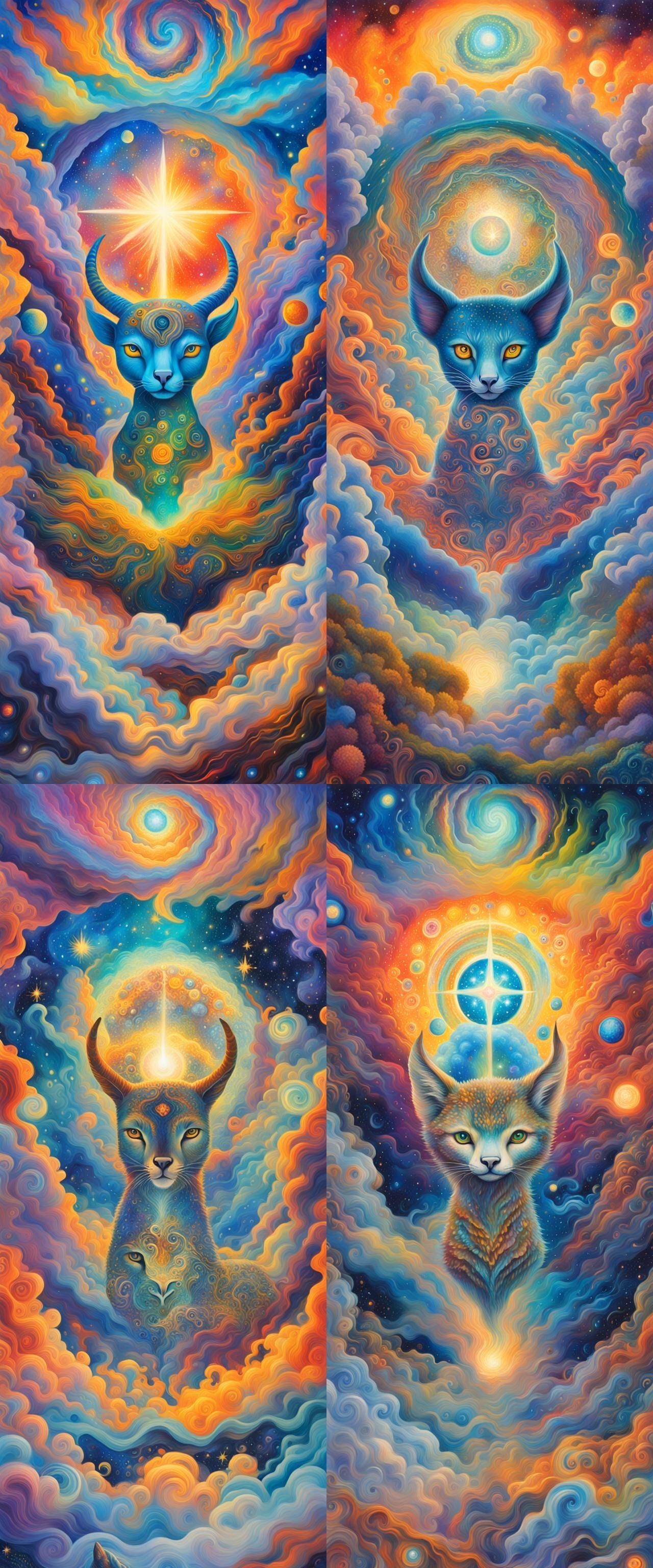 Celestial Animal in Astral Portal, Surreal Illustration