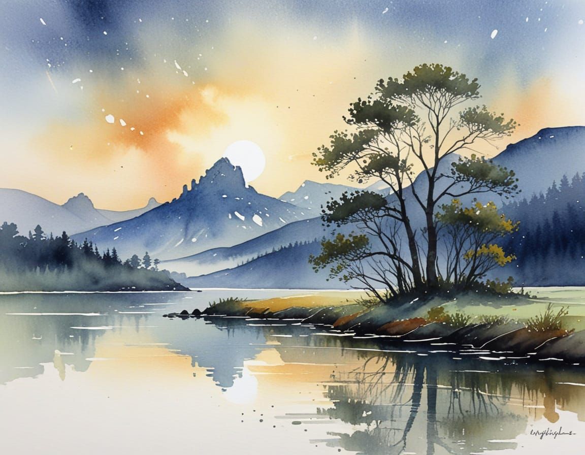 Whispers of Existence in Serene Watercolour