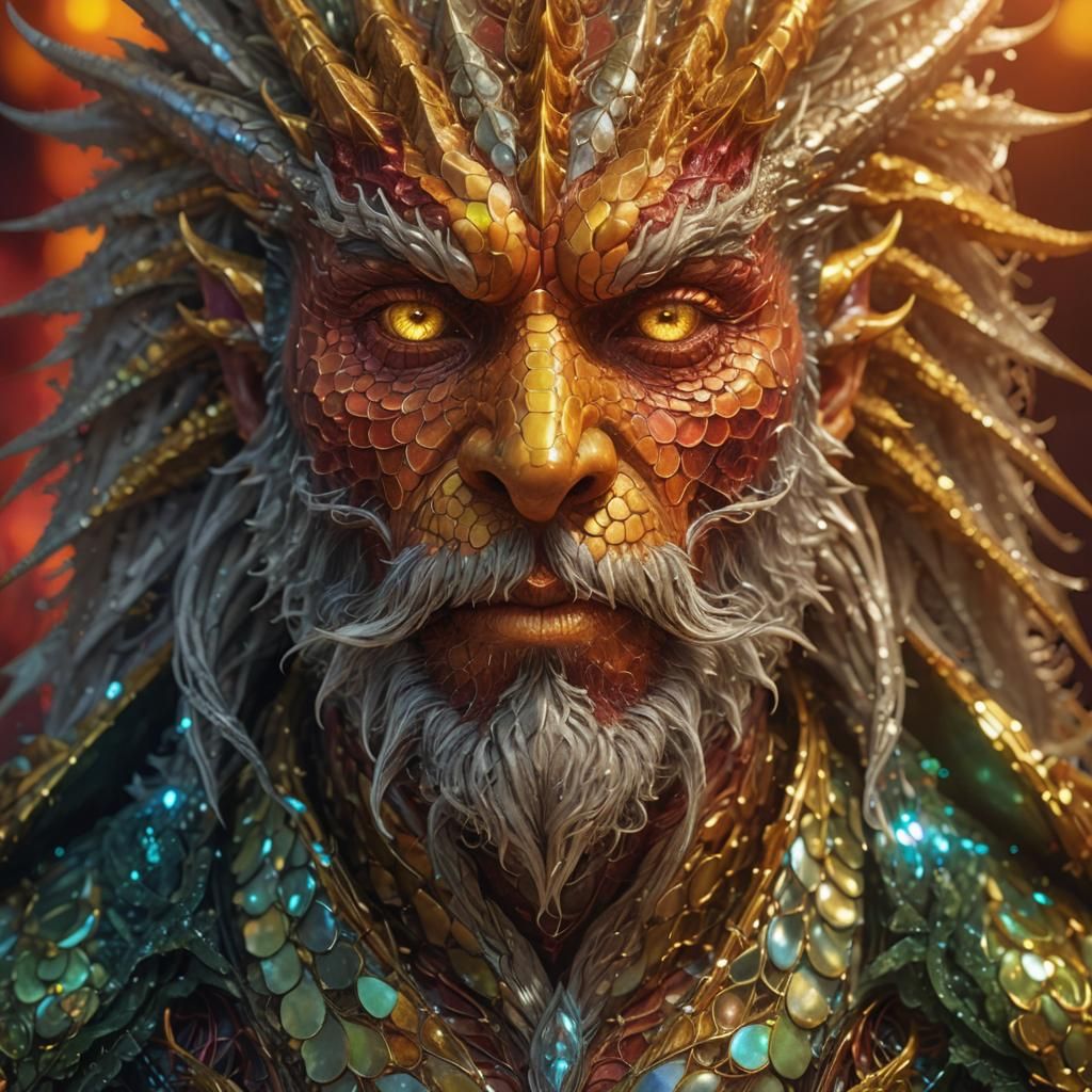 intricate bearded facial hair dragon; fabulous beard braids;...