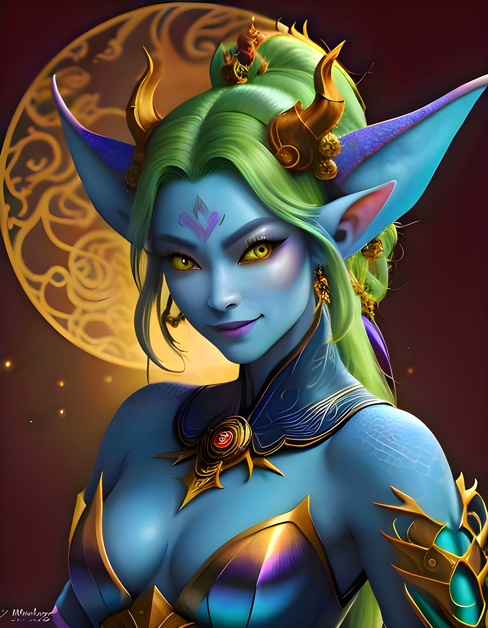 Mischievous Dragon-Elf Bugeisha Ready for Battle