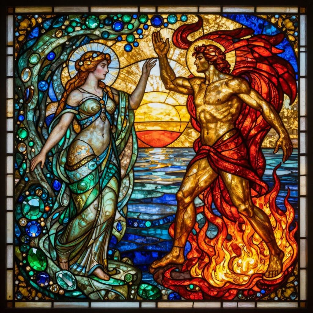 Stained Glass Alchemy: Fire, Wind, Water, and Earth Balance